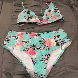 Tropical High Waisted Bikini